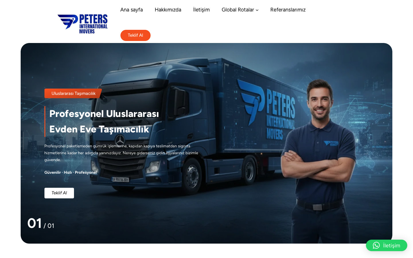 Peters Lojistik web sitesi