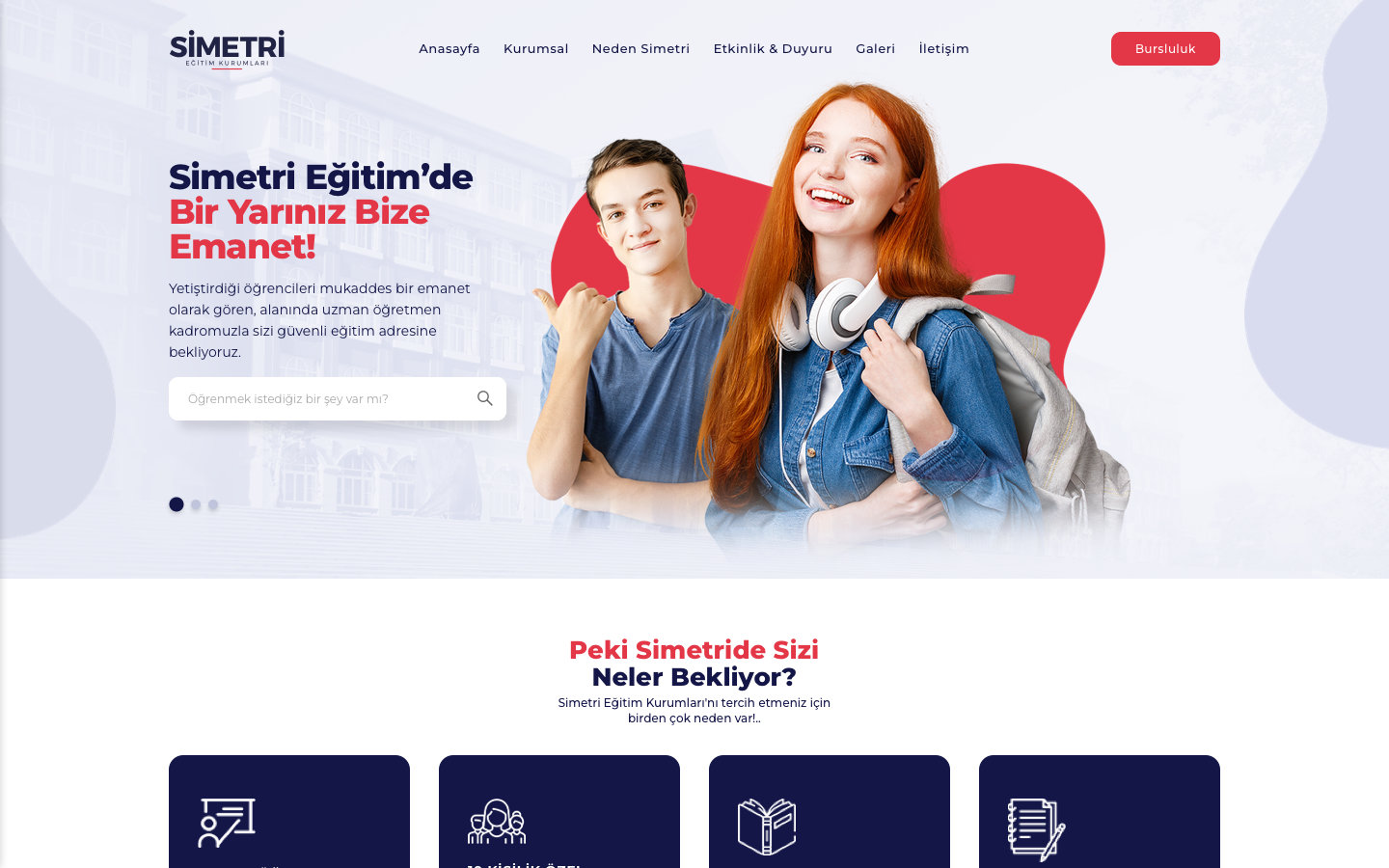 Simetri Eğitim web sitesi